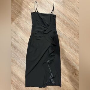 Bardot Black Midi Dress with Ruffle Detail nwt